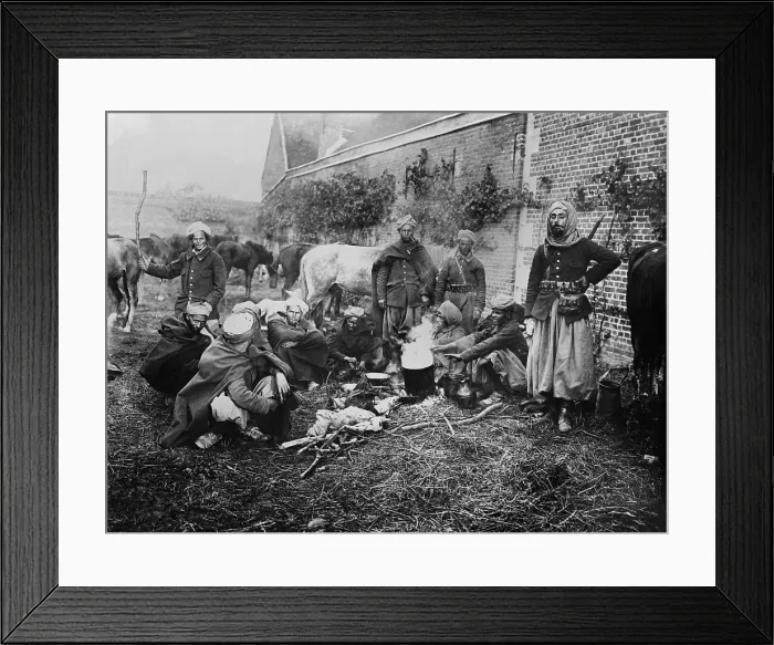 Framed Print : WW1 North African Spahis in camp at Arsy after battle in France in 1914
