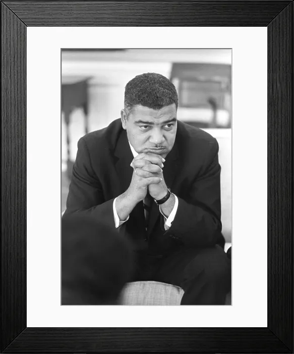 Framed Print : Whitney Young (1931-1971), during a meeting with President Lyndon Johnson