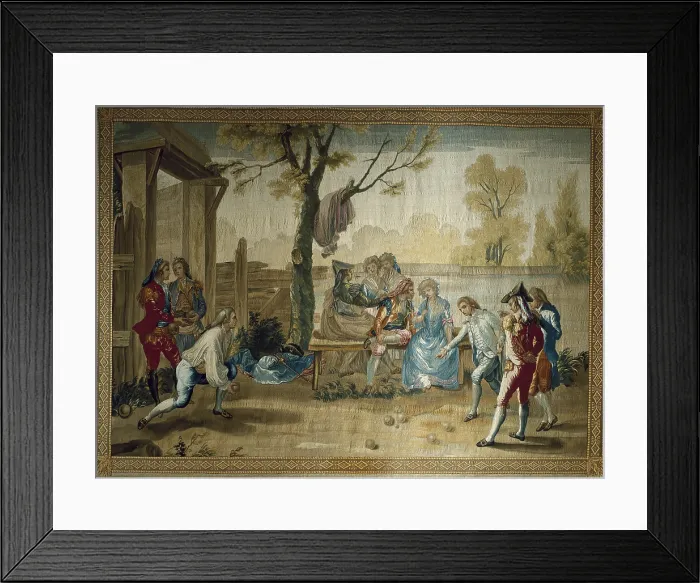 Framed Print : BAYEU Y SUBIAS, Ramon (1746-1793). The Game of Bowls (Bocce). 18th c. Tapestry. SPAIN. San Lorenzo de El Escorial. Royal Monastery of San Lorenzo de El Escorial