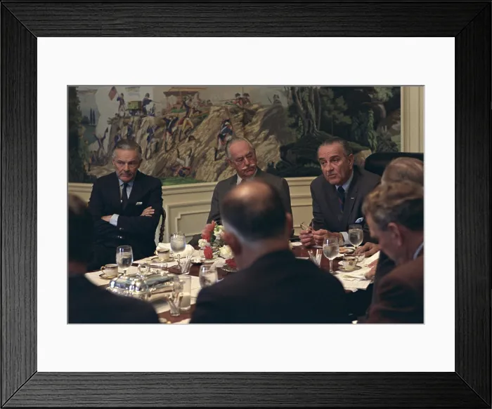 Framed Print : President Lyndon Johnson luncheon meeting with The Wise Men, a group of senior politicians and military foreign policy advisors Framed Print : President Lyndon Johnson luncheon meeting with The Wise Men, a group of senior politicians and military foreign policy advisors