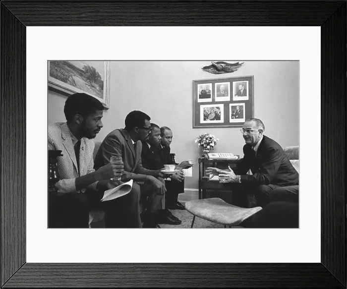Framed Print : President Lyndon Johnson meeting with Civil Rights activists on the day he signed the 1965 Voting Rights Act Framed Print : President Lyndon Johnson meeting with Civil Rights activists on the day he signed the 1965 Voting Rights Act