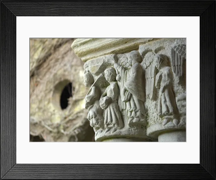 Framed Print : SPAIN. Santillana de Mar. Santa Juliana collegiate church. Detail of a cloister capital. Romanesque art. - Rafa Perez / Iberfoto / Everett Collection (245008)**US SALES ONLY**
