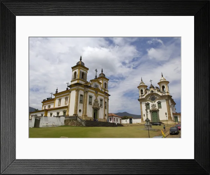 Framed Print : BRAZIL. Mariana. Square Minas Gerais. Church of Carmen and Church of St. Francis of Assisi. Colonial baroque. - Rafa Perez / Iberfoto / Everett Collection (305668)**US SALES ONLY**