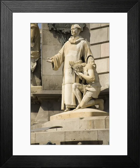 Framed Print : BUIGAS I MONRAVA, Gaiet (1851-1919); ATCHE i FARRE, Rafael (1854-1923). Monument to Christopher Columbus. SPAIN. Barcelona. Detail of the base