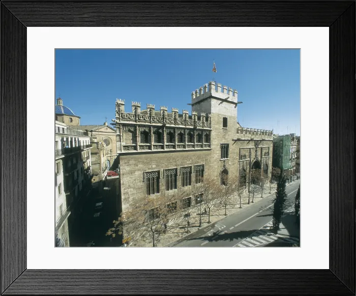Framed Print : SPAIN. VALENCIAN COMMUNITY. Valencia. Llotja (Guildhall). La Lonja de la Seda (the Silk Exchange), gothic building built between 1482 and 1533. Flamboyant gothic. Architecture