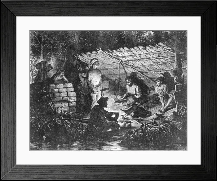 Framed Print : Ex-slaves hiding in the swamps of Louisiana Framed Print : Ex-slaves hiding in the swamps of Louisiana