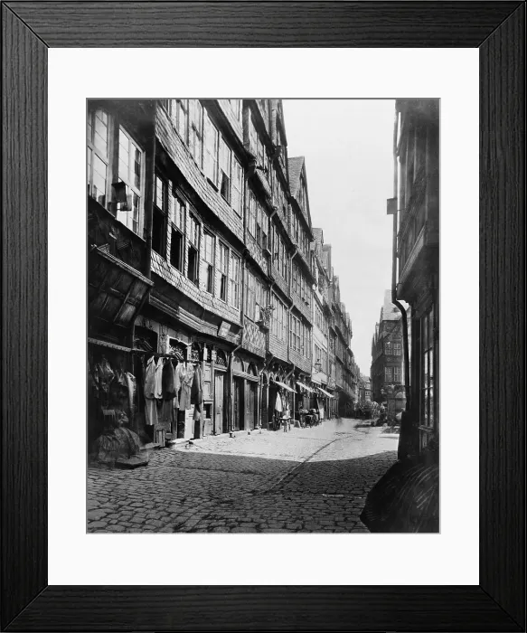 Framed Print : The east side of Judengasse, close to the home of banking family founder Meyer Amschel Rothschild (1744-1812), in the old Jewish Ghetto of Frankfurt, Germany