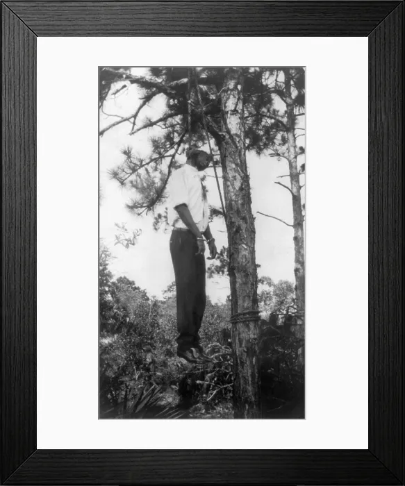 Framed Print : Lynched African American man hanging from tree in the United States, 1928