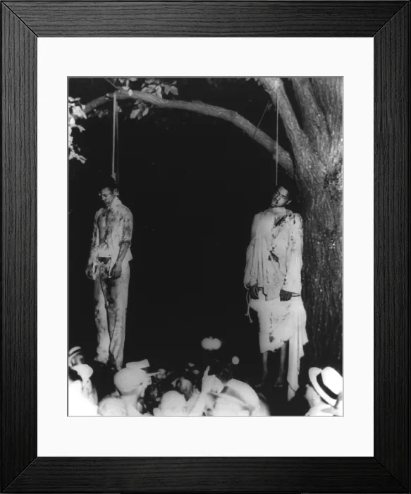 Framed Print : Two lynched African American men, hanging from tree in Marion, Indiana. Ca. 1930s