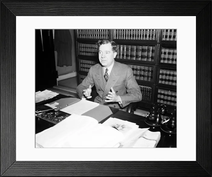 Framed Print : Senator Huey Long at the Capitol. Jan. 1935. He proposed wealth redistribution by taxing the assets of corporations and wealthy individuals to end poverty. (BSLOC_2013_6_193)