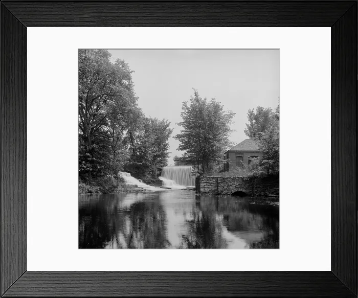 Framed Print : Pump house and dam at South Hadley, Massachusetts. C. 1900