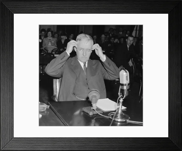 Framed Print : Henry Stimson, told Congress to repeal or revise the Neutrality Act. Apr. 5, 1939. In July 1940, FDR nominated the Republican Stimson for Secretary of War Framed Print : Henry Stimson, told Congress to repeal or revise the Neutrality Act. Apr. 5, 1939. In July 1940, FDR nominated the Republican Stimson for Secretary of War