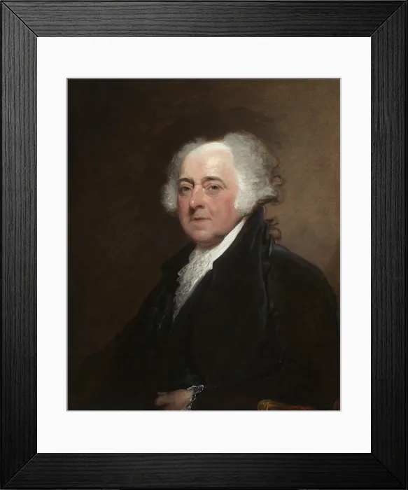 Framed Print : John Adams, by Gilbert Stuart, c. 1800-15, American painting, oil on canvas. Adams sat for this preliminary portrait in Philadelphia during his presidency