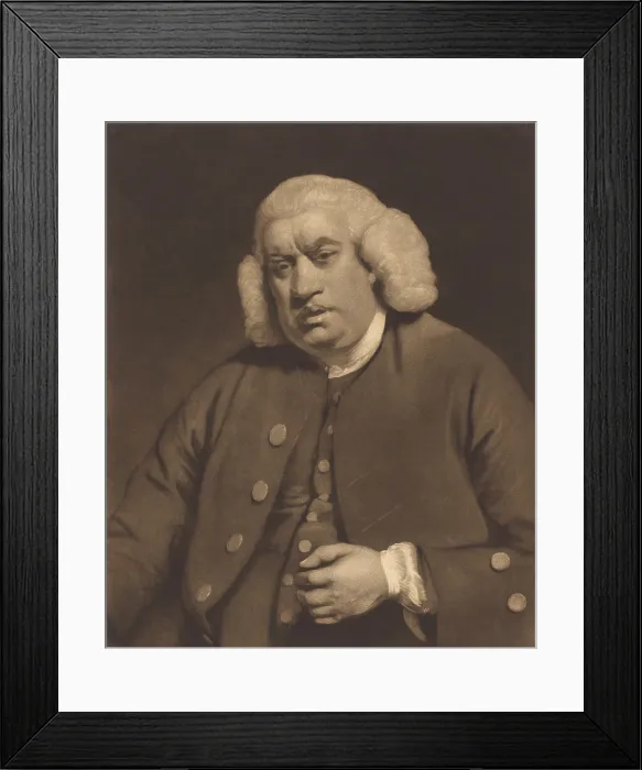 Framed Print : Samuel Johnson, mezzotint by William Doughty after 1772 painting by Sir Joshua Reynolds. Dr