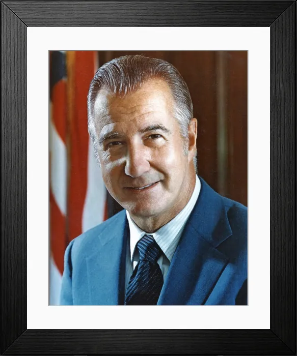 Framed Print : Spiro Agnew 39th Vice President of the United States in the Nixon Administration. On October 10 1973 he resigned and then pleaded no contest to criminal charges of tax evasion