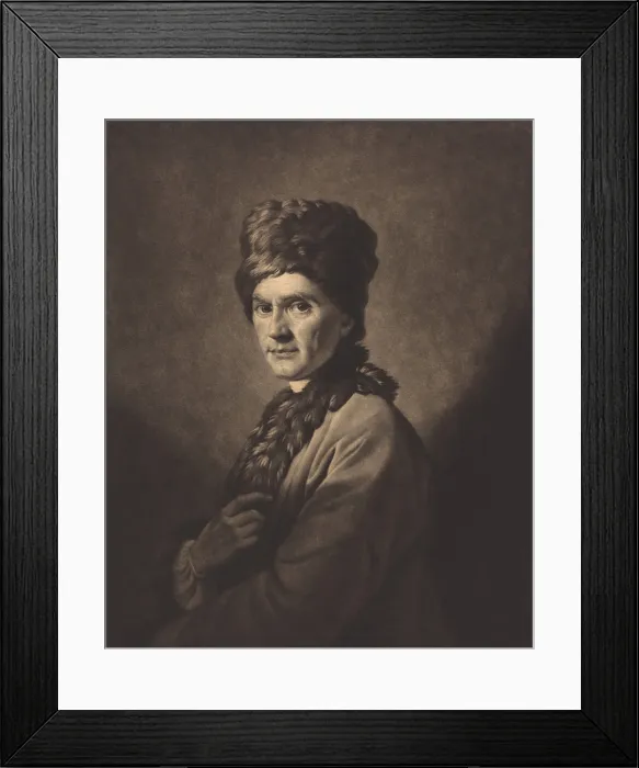 Framed Print : Jean Jacques Rousseau, mezzotint by David Martin, after 1766 painting by Allan Ramsay. Rousseau is wearing a costume made for him by an Armenian tailor in Paris