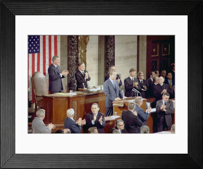 Framed Print : President Nixon delivering his State of the Union Speech to a joint session of Congress. Jan. 22 1971