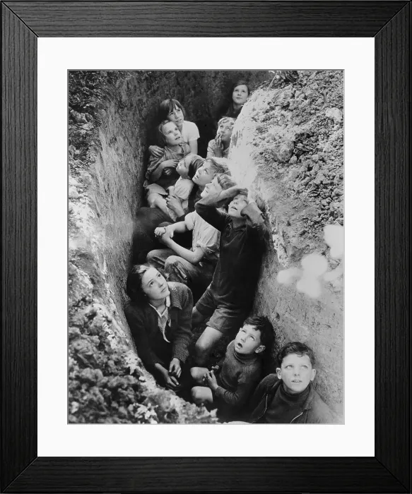 Framed Print : Children in an English bomb shelter during the German bombing of British cities in 1940-41
