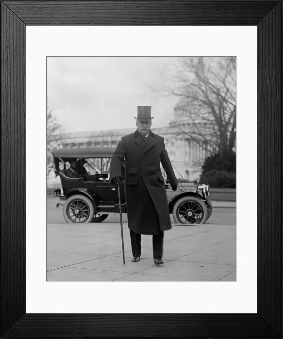 Framed Print : J. Pierpoint Morgan 1837-1913 American financier arriving at the government Banking and Currency Committee investigation in 1912. (BSLOC_2010_18_2)