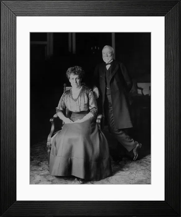Framed Print : Andrew Carnegie 1835-1919 with his younger wife Louise whom he married in 1886 when he was in his 50s. 1908. (BSLOC_2010_18_20)