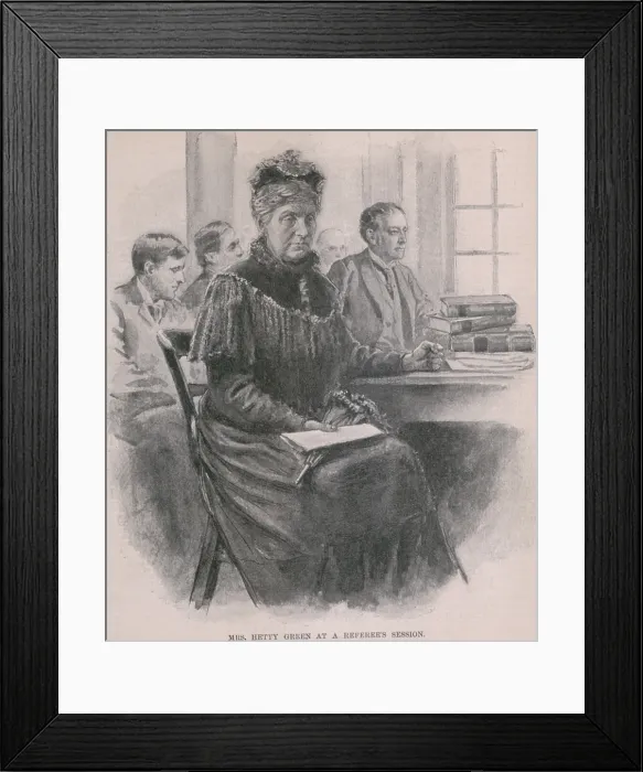 Framed Print : Hetty Green 1834-1916 at a referee's session possibly when she disputed the accounting of Henry A Framed Print : Hetty Green 1834-1916 at a referee's session possibly when she disputed the accounting of Henry A