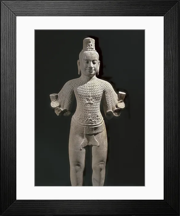 Framed Print : Irradiating Bodhisattva Lokesvara. end 12th-beg. 13th c. Bayon style. Khmer art. Sculpture on rock. FRANCE. Paris. Guimet Museum. Proc: CAMBODIA. Preah Thkol