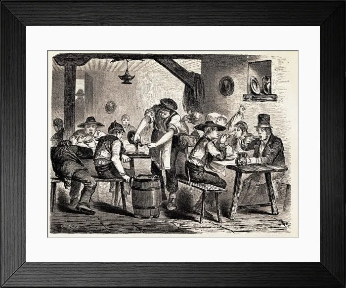 Framed Print : Un bodegon de Madrid a las doce del dia. A doce cuartos el cubierto! (A tavern in Madrid at noon. Twelve cuartos (coins) cover charge) Framed Print : Un bodegon de Madrid a las doce del dia. A doce cuartos el cubierto! (A tavern in Madrid at noon. Twelve cuartos (coins) cover charge)
