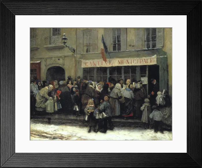 Framed Print : PILLE, Charles Henri (1844-1897). A Soup Kitchen During the Siege of Paris. Paris Commune (1871). Oil on canvas. FRANCE. Paris. Musee Carnavalet (Carnavalet Museum)