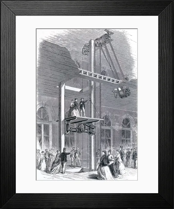 Framed Print : Throughout the second half of the 19th century, many technologies converged to advance elevator speed, strength and safety Framed Print : Throughout the second half of the 19th century, many technologies converged to advance elevator speed, strength and safety