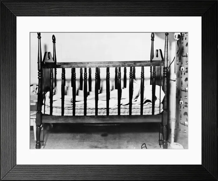 Framed Print : The empty crib of Charles A. Lindbergh Jr. after his kidnapping on March 1, 1932