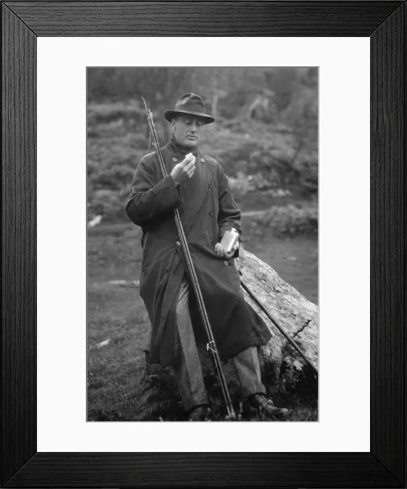 Framed Print : Franklin D. Roosevelt with fishing gear on the Blackwater River in Scotland. Aug. 30, 1918. As Asst. Navy Secretary, he was on a WW1 tour of U.S. Navy facilities in Europe Framed Print : Franklin D. Roosevelt with fishing gear on the Blackwater River in Scotland. Aug. 30, 1918. As Asst. Navy Secretary, he was on a WW1 tour of U.S. Navy facilities in Europe