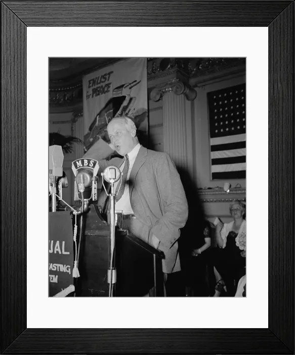 Framed Print : Socialist Norman Thomas speaks at peace rally. Washington, D.C. June 8, 1940