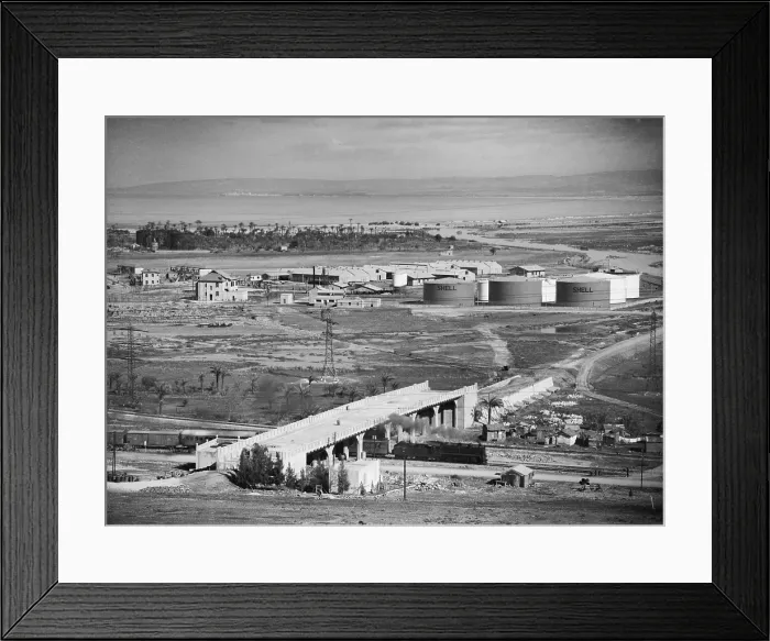 Framed Print : Shell oil tanks near Haifa, Palestine. Ca. 1934-39 Framed Print : Shell oil tanks near Haifa, Palestine. Ca. 1934-39