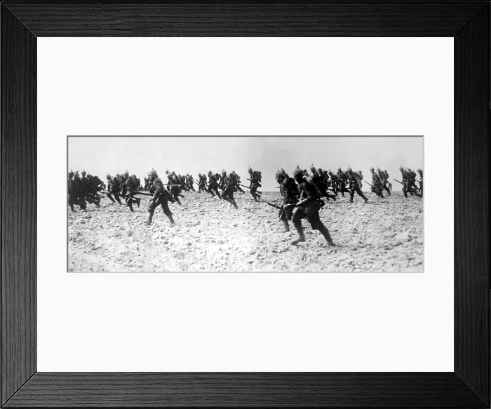 Framed Print : German infantry on the battlefield in the opening days of World War I. August 7, 1914 Framed Print : German infantry on the battlefield in the opening days of World War I. August 7, 1914