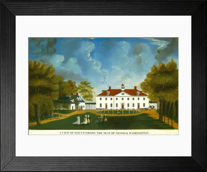 Framed Print : A View of Mount Vernon, by Anonymous painter, 1792 or after. The plantation house of George Washington as painted by an unknown American nave artist Framed Print : A View of Mount Vernon, by Anonymous painter, 1792 or after. The plantation house of George Washington as painted by an unknown American nave artist