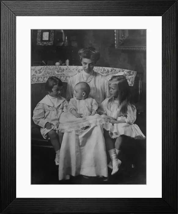 Framed Print : Eleanor Roosevelt with children, James, Elliott and Anna at Hyde Park. June 27, 1911. (BSLOC_2013_6_27)