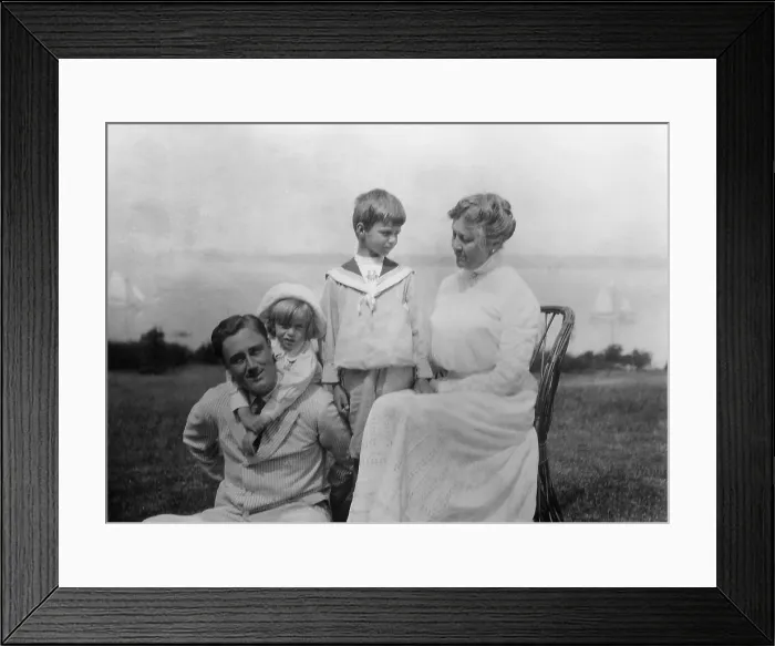 Framed Print : Franklin Roosevelt, with sons Elliott and James, and his mother, Sara. Aug. 1913. Campobello Island. (BSLOC_2013_6_30)