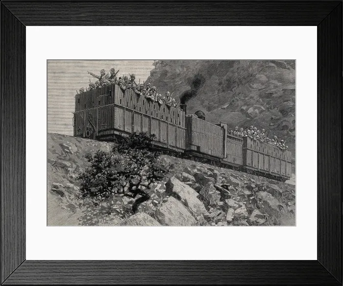 Framed Print : British train in a military operation, near Kimberley (South Africa), during Second Anglo-Boer War