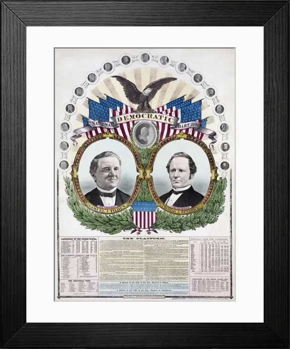 Framed Print : 1876 Democratic presidential candidate Samuel J. Tilden and running mate Thomas A. Hendricks. Portraits of U.S. Presidents from George Washington to Ulysses S Framed Print : 1876 Democratic presidential candidate Samuel J. Tilden and running mate Thomas A. Hendricks. Portraits of U.S. Presidents from George Washington to Ulysses S