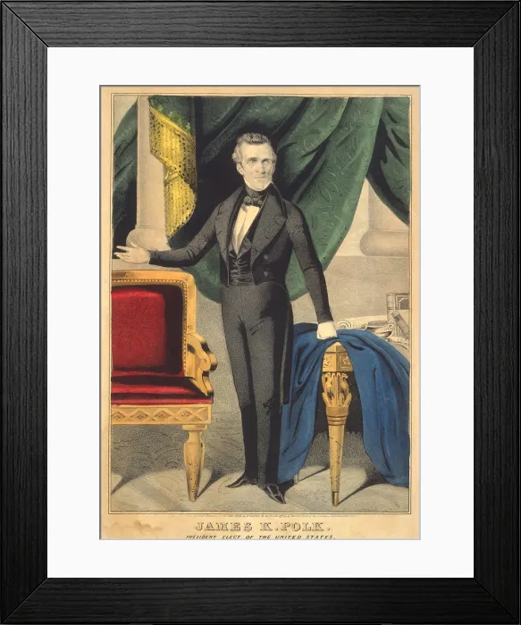Framed Print : James K. Polk as President elect of the United States after the 1844 election. The Democratic Polk ran as an expansionist and took the country into war with Mexico