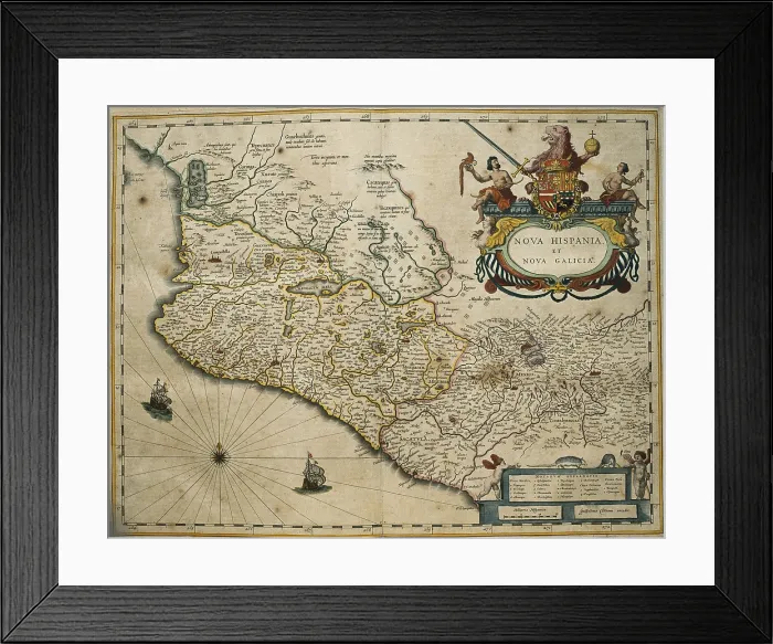 Framed Print : BLAEU, Willem Janszoon (1571-1638); BLAEU, Jan (1596-1673). Atlas Novus or Atlas Maior. 1635 - 1665. Nova Hispania et Nova Galicia. Map of the viceroyalty of Spain and New Mexico