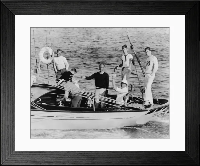 Framed Print : Franklin Roosevelt sailed from Marion, MA, to Campobello Island in June 1933. He was joined on the schooner Amberjack II by three of his sons Framed Print : Franklin Roosevelt sailed from Marion, MA, to Campobello Island in June 1933. He was joined on the schooner Amberjack II by three of his sons