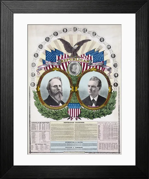 Framed Print : 1876 Republican presidential candidate Rutherford B. Hayes, and running mate William A. Wheeler. Portraits of U.S. Presidents from George Washington to Ulysses S Framed Print : 1876 Republican presidential candidate Rutherford B. Hayes, and running mate William A. Wheeler. Portraits of U.S. Presidents from George Washington to Ulysses S