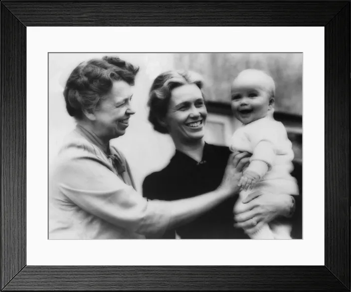 Framed Print : Eleanor Roosevelt, daughter Anna, and 7 month old John Roosevelt Boettiger. Oct. 1939. Boettiger became a college professor, psychologist, and author. (BSLOC_2013_6_41)