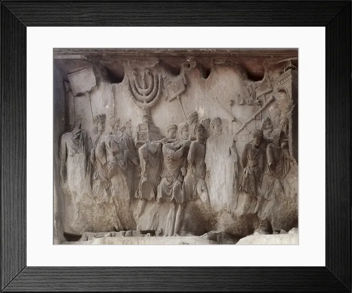 Framed Print : Arch of Titus. 81-97. ITALY. Rome. Relief from the arch with commemorative scenes of the General's victory in Jerusalem. Roman art. Early Empire. Relief on marble