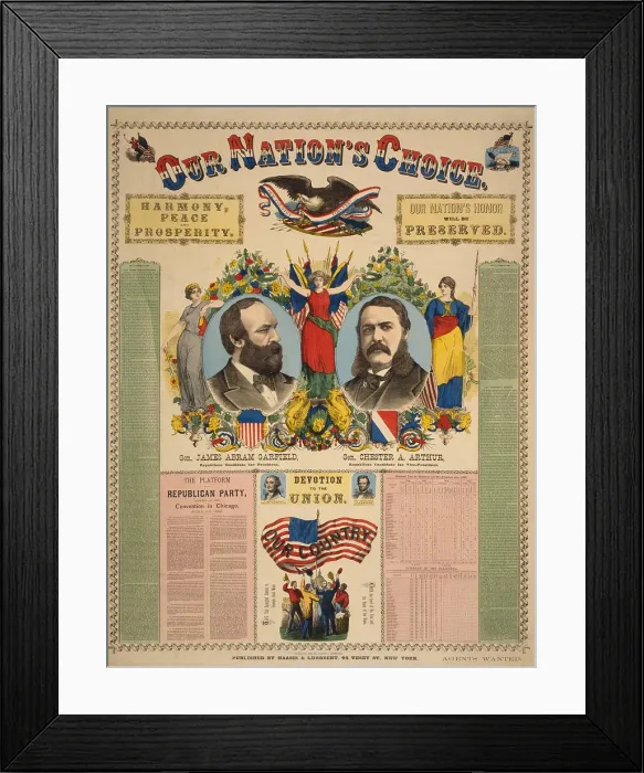 Framed Print : 1880 Republican campaign portraits of Presidential candidate James Garfield and his running mate, Chester A. Arthur