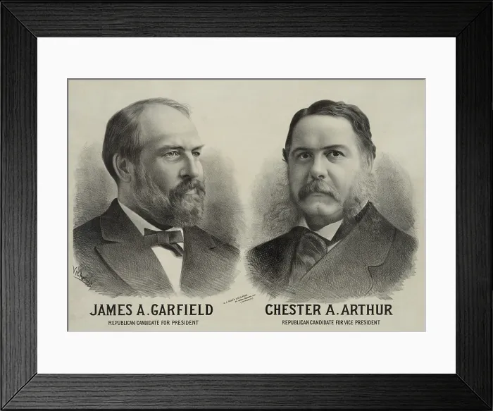 Framed Print : 1880 Republican campaign poster with portraits of James A. Garfield, Republican candidate for president, and Chester A. Arthur for vice president
