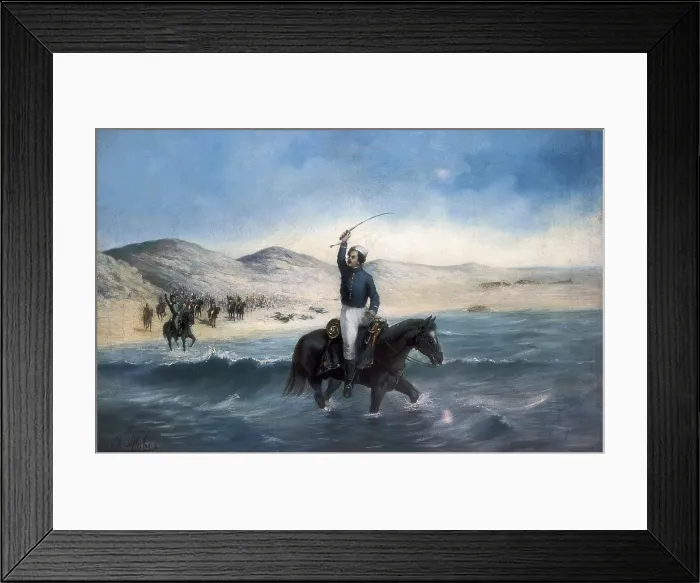 Framed Print : ALABES, Fidencio (19th century). Action of lieutenant Pringles in Chancay (November 27, 1820). s.XIX. Chile. Process of Independence (1820). Oil on canvas