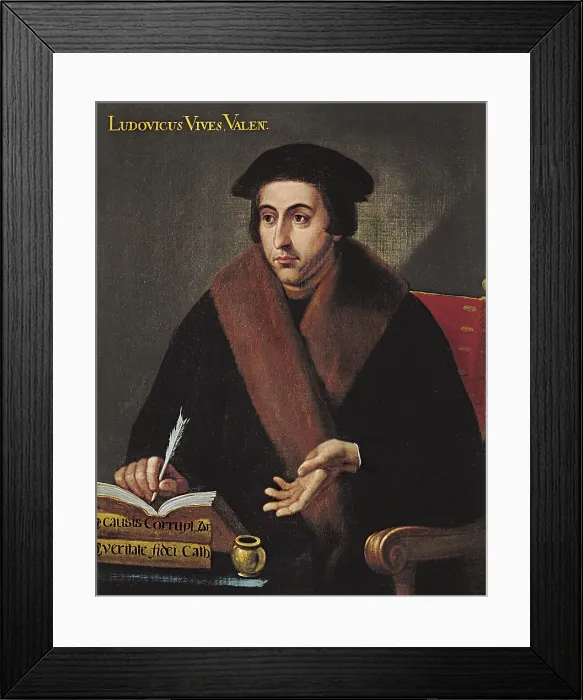 Framed Print : VIVES, Juan Luis (1492-1540). Humanist. Portrait by anonymous author. Painting. SPAIN. Madrid. Instituto de Espana (Institute of Spain)