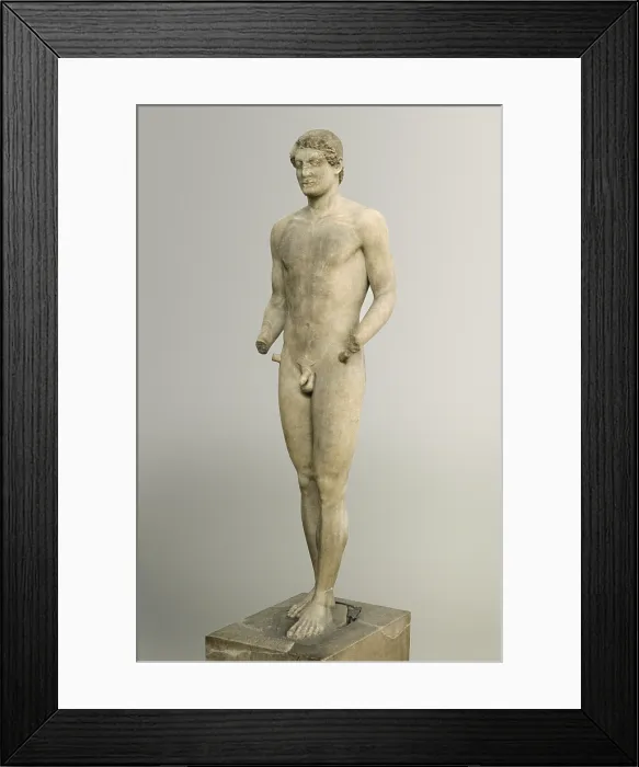 Framed Print : Aristodikos. ca. 510 - 500 BC. Funerary statue. Archaic Greek art. Sculpture on marble. GREECE. Athens. National Museum of Archaeology